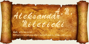 Aleksandar Mileticki vizit kartica